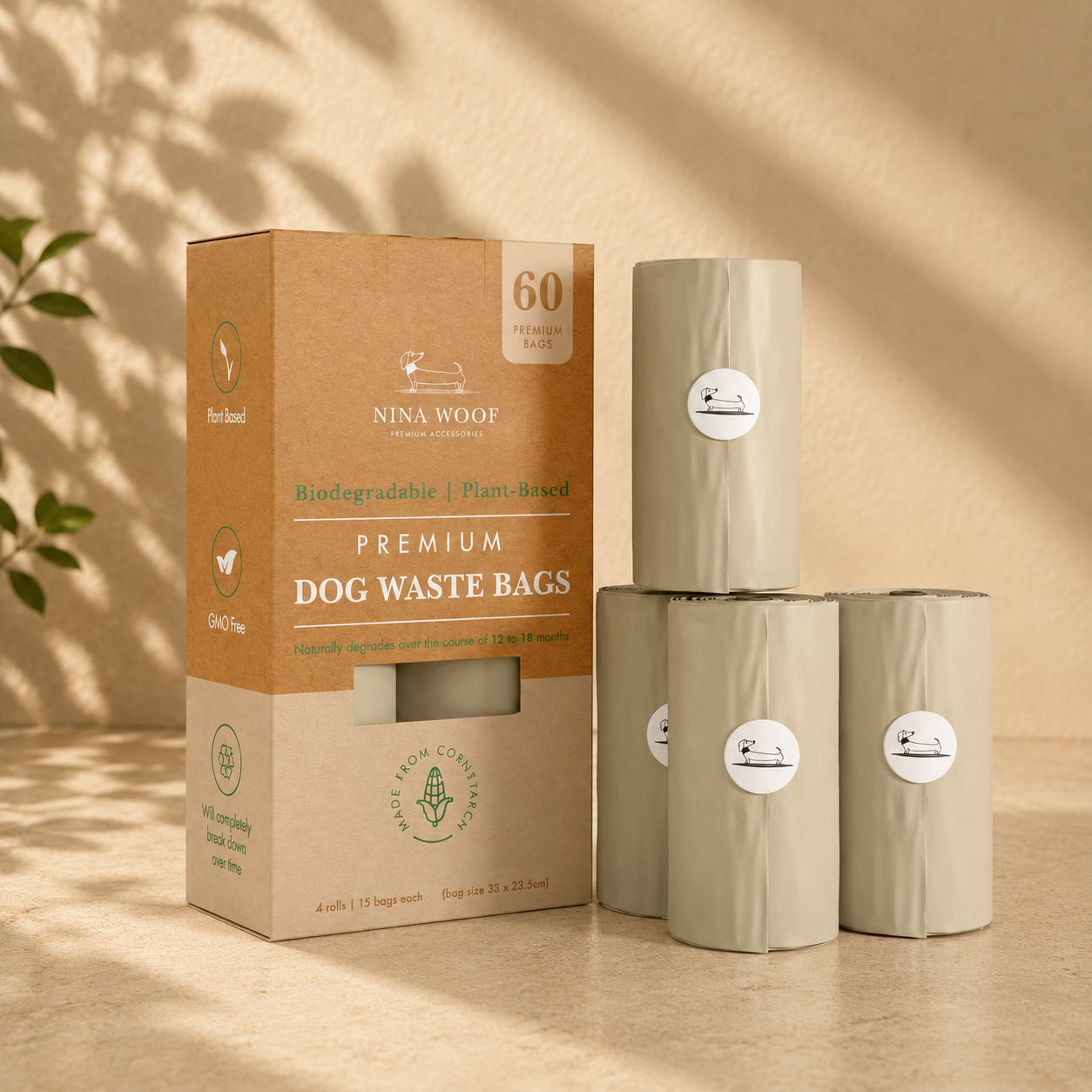 Braxton Biodegradable Waste Bags by Nina Woof
