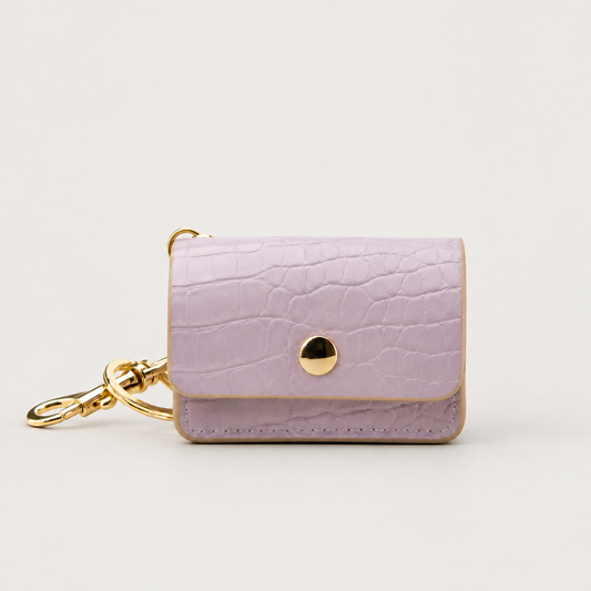 Waste Bag Holder lilac view on a pale warm-gray background